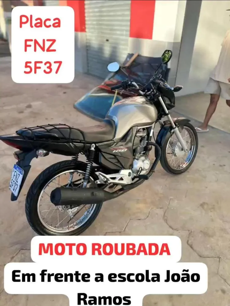 Moto é roubada em plena luz do dia nas proximidades de escola em Utinga